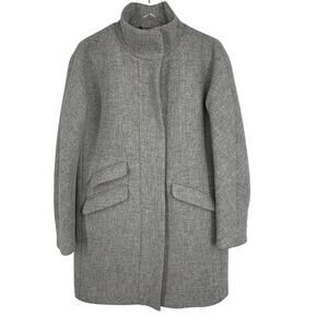 J. Crew jacket women's 4 Cocoon Italian Stadium Cloth wool coat zip gray